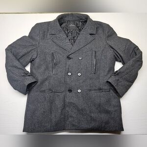Men's Gray Double-Breasted Coat Wool‎